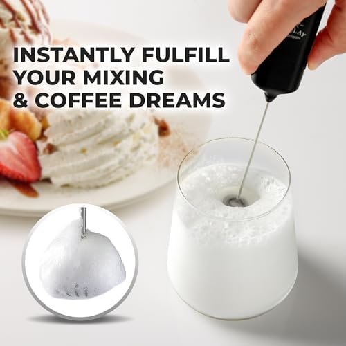 Mini & Mighty Milk Frother Wand - Powerful Handheld Drink Mixer - Stocking Stuffer Coffee Frother For Latte, Cappuccino, Matcha, Hot Chocolate, Creamer - Black - Image 3