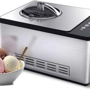 Whynter Ice Cream Maker Machine Automatic 2.1 Qt with Built-in Compressor, LCD Digital Display & Timer, No Pre-Freezing, ICM-200LS, Stainless Steel