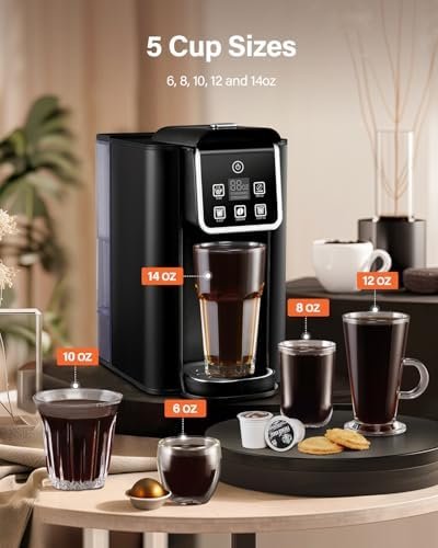 SHARDOR Single Serve Coffee Maker 2.0, Hot and Iced Coffee Machine for K-Cup Pods & Ground Coffee, 6 to 14 oz Brew Sizes, 50 oz Removable Water Tank, Bold Brew Setting, Stainless Steel, Black - Image 4