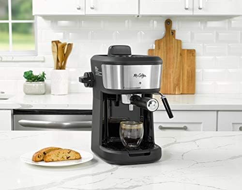 Mr. Coffee Espresso and Cappuccino Machine, Single Serve Coffee Maker with Milk Frothing Pitcher and Steam Wand, 20 ounces, Stainless Steel,Black - Image 9