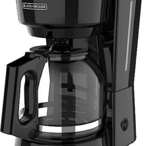 BLACK+DECKER 12-Cup Coffee Maker with Easy On/Off Switch, Easy Pour, Non-Drip Carafe with Removable Filter Basket, Vortex Technology, Black