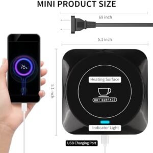 Smart USB Coffee Cup Warmer with Pressure-Induced Auto On/Off, Coffee Accessories for Home Office Desk