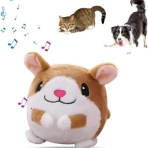 2024 New Active Moving Pet Plush Toy, Interactive Dog Toy for Boredom Squeaky Dog Toys for Small Dogs Moving Dog Ball Toy, Pig Plush Sound Electronic Dog Toy Rechargeable Pet Bouncing Balls (Hamster)