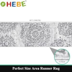 HEBE Hallway Runner Rug 2’x6′ Washable Vintage Distressed Area Rugs Non Slip Laundry Rug Runner Boho Floor Carpet Runners for Hallways Entryway Laundry Room Kitchen Bathroom