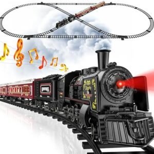 Hot Bee Train Set, Christmas Tree Train Toys with Luxury Tracks & Glowing Passenger Cars, Metal Toy Train with Smoke, Sound and Light, Toddler Model Train Set for 3 4 5 6 7+ Years Old Boys Gifts Kids