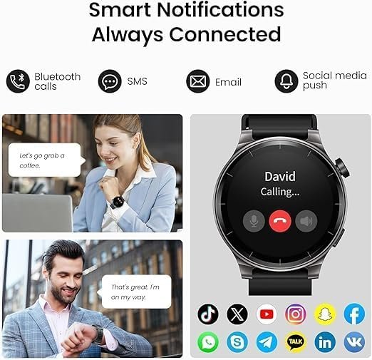 TOZO AMOLED S5 Smart Watch (Answer/Make Calls), 1.43’’ Smart Watches for Men Women 100+ Sport Modes Fitness Watch with Blood Oxygen/Sleep/Heart Rate Monitor, IP68 Waterproof Smartwatch - Image 4