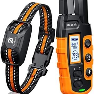 Bousnic Dog Shock Collar - 3300Ft Dog Training Collar with Remote for 5-120lbs Small Medium Large Dogs Rechargeable Waterproof e Collar with Beep (1-8), Vibration(1-16), Safe Shock(1-99) (Orange)