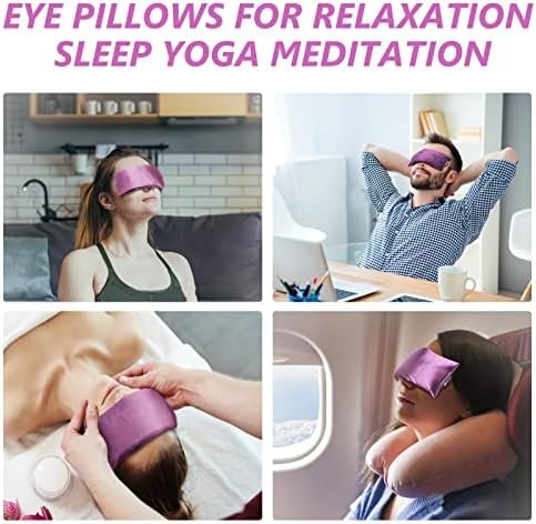 Lavender Eye Pillow for Relaxation, Yoga, Sleeping, Weighted Eye Mask Heated for Headache, Sinus, Dry Eyes Relief, Moist Heat Eye Compress, Meditation Accessories with Aromatherapy, Pack of 2 - Image 5