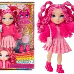 Rainbow High Littles – Magenta Monroe, Pink 5.5" Posable Small Doll with Purse, Magical Pet Kitty, Girls Toy Gift, Kids Ages 4-12 Years