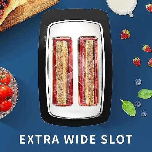 Toaster 2 Slice Wide Slot Toaster Best Rated Prime Displav Smart Toasters with LCD Digital Countdown Timer and Bagel/Defrost/Cancel/Reheat Function - Image 4