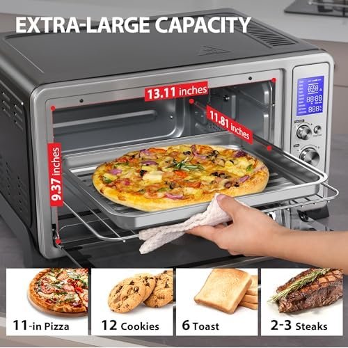 TOSHIBA AC25CEW-SS Large 6-Slice Convection Toaster Oven Countertop, 10-In-One with Toast, Pizza and Rotisserie, 1500W, Stainless Steel, Includes 6 Accessories - Image 5