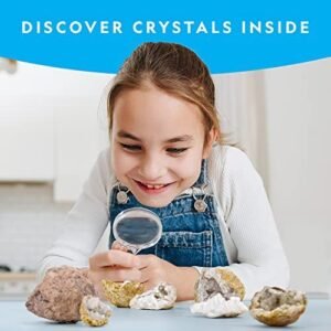 NATIONAL GEOGRAPHIC Break Open 10 Premium Geodes – Includes Goggles and 2 Display Stands – Great STEM Science Kit, Geology Gift for Kids, Break Your Own Geodes with Crystals, Toys for Boys and Girls