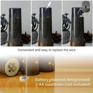 Flameless LED Candles with Timer 5 Pc Flickering Flameless Candles for Romantic Ambiance and Home Decoration Stable Acrylic Shell,with Embedded Star String，Battery Operated Candles（Grey）