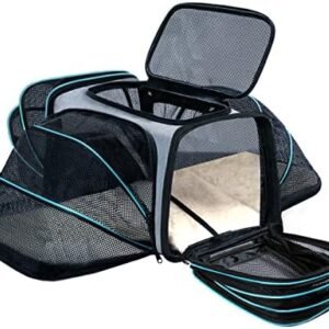 Cat/Dog Airline Approved Expandable Pet Carrier for Small Pets - Removable Pad, Pockets, TSA Compliant