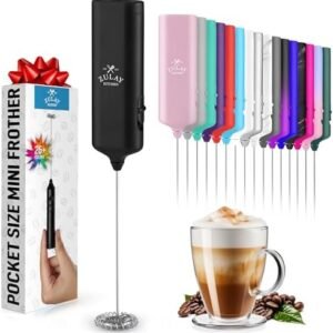 Mini & Mighty Milk Frother Wand - Powerful Handheld Drink Mixer - Stocking Stuffer Coffee Frother For Latte, Cappuccino, Matcha, Hot Chocolate, Creamer - Black