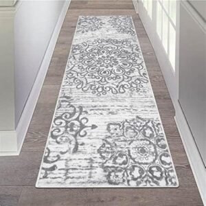 HEBE Hallway Runner Rug 2'x6' Washable Vintage Distressed Area Rugs Non Slip Laundry Rug Runner Boho Floor Carpet Runners for Hallways Entryway Laundry Room Kitchen Bathroom
