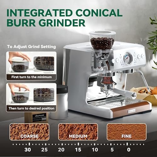 Espresso Machine with Grinder, Professional Coffee and Espresso Maker Combo, Dual Boiler 20 Bar Expresso Coffee Machines with Steam Wand Barista Kit, Cafe Espresso Machine for Cappuccino Latte - Image 3