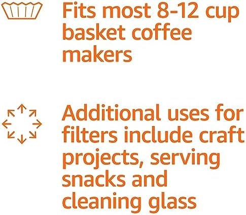 Amazon Basics Basket Coffee Filters for 8-12 Cup Coffee Makers, White, 200 Count - Image 5