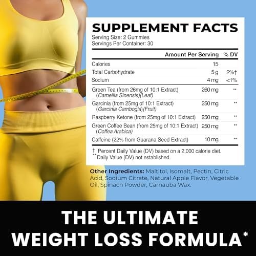 Morning Fat Burner Gummies for Weight Loss for Women & Men | Thermogenic Belly Fat Burner with Green Tea, Garcinia, Green Coffee Bean & More | Appetite Suppressant & Metabolism Booster | 60 Gummies - Image 6