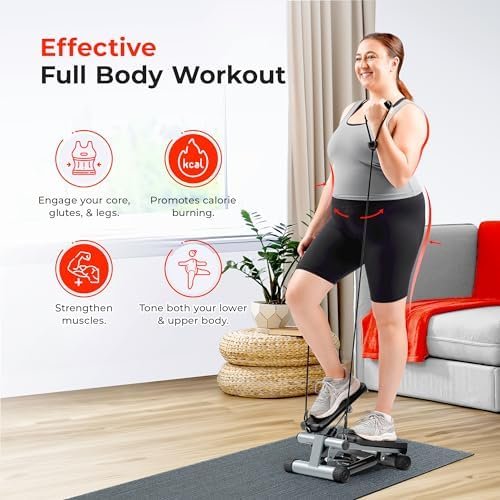 Sunny Health & Fitness Mini Steppers for Exercise at Home, Stair Step Workout Machine with Optional Resistance Bands, Full Body Cardio Equipment, Optional Free SunnyFit App Connection Smart Stepper - Image 2