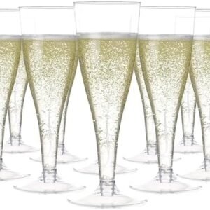 Prestee Clear Plastic Champagne Glasses - 100 Pieces Disposable Champagne Flutes for Parties, Weddings, and Toasting - Elegant and Durable 4.5 oz Stemware for Easy Cleanup and Large Celebrations