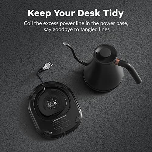 Mecity Electric Kettle Gooseneck Pour Over Kettle ±1℉ Temperature Control Quick Heating Water Boiler for Coffee & Tea & Formula Auto Shut Off Tea Kettle 1200 Watt, 0.8L, Matt Black, Barista Edition - Image 9
