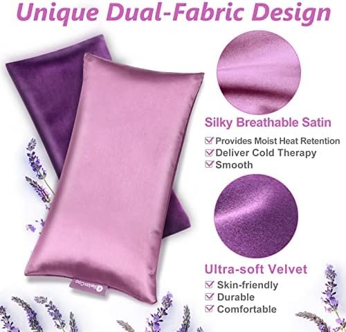 Lavender Eye Pillow for Relaxation, Yoga, Sleeping, Weighted Eye Mask Heated for Headache, Sinus, Dry Eyes Relief, Moist Heat Eye Compress, Meditation Accessories with Aromatherapy, Pack of 2 - Image 2