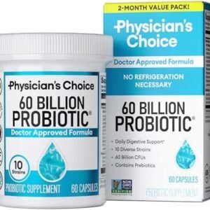 Physician's CHOICE Probiotics 60 Billion CFU - 10 Strains + Organic Prebiotics - Immune, Digestive & Gut Health - Supports Occasional Constipation, Diarrhea, Gas & Bloating - for Women & Men - 60ct