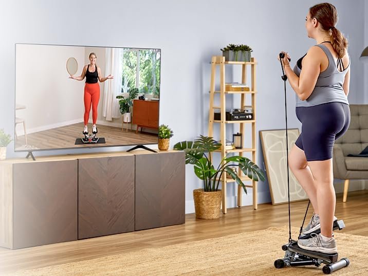 Sunny Health & Fitness Mini Steppers for Exercise at Home, Stair Step Workout Machine with Optional Resistance Bands, Full Body Cardio Equipment, Optional Free SunnyFit App Connection Smart Stepper - Image 8