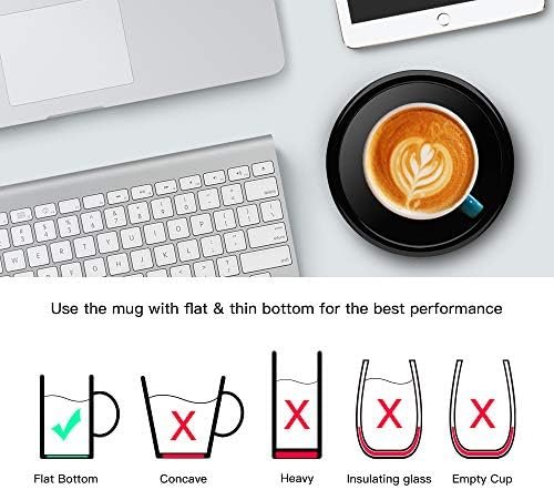 BESTINNKITS Smart Coffee Cup Warmer Set, Auto On/Off Gravity-induction Mug Office Desk Use, Candle Wax Cup Warmer Heating Plate (Up To 131F/55C), 14oz - Image 4