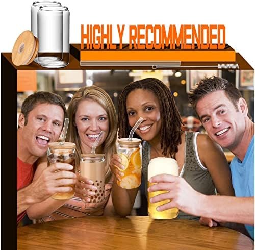 Glass Cups with Lids and Straws 4 pcs,16 oz Glass Cups for Coffee Bar Accessories-DWTS DANWEITESI Iced Coffee Cups with Lids,Drinking glasses Set,Coffee Cups Glass Tumbler with Straw and Lid for Gifts - Image 6