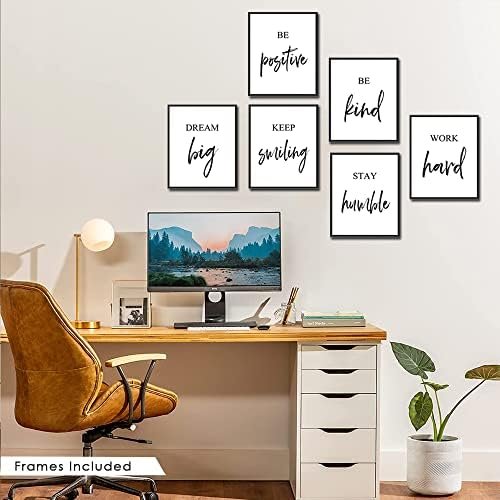 Inspirational Wall Art, Framed Motivational Canvas Wall Art Positive Quote for Living Room Bedroom Office, Stretched Ready to Hang (Set of 6, 8X10in, Framed) - Image 3