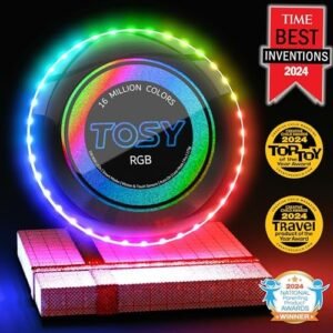 TOSY Flying Disc – 16 Million Color RGB or 36 LEDs, Extremely Bright, Smart Modes, Auto Light Up, Rechargeable, Cool Fun Christmas, Birthday & Camping Gift for Men/Boys/Teens/Kids, 175g Frisbee