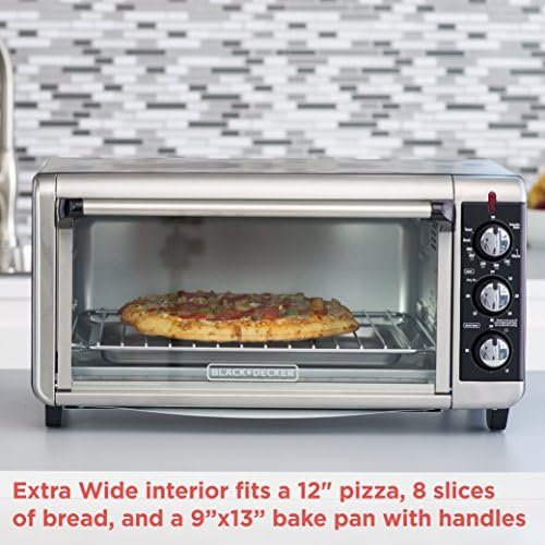 BLACK+DECKER 8-Slice Extra Wide Convection Toaster Oven, Fits 9"x13" Oven Pans and 12" Pizza, Bake, Toast, Broil, and Keep Warm Functions, Countertop Compact Design with Stainless Steel Finish - Image 7