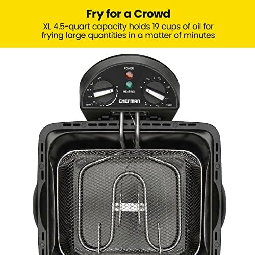 Chefman 4.5 Liter Deep Fryer w/Basket Strainer, XL Jumbo Size, Adjustable Temperature & Timer, Perfect for Fried Chicken, Shrimp, French Fries, Chips & More, Removable Oil-Container, Stainless Steel - Image 3