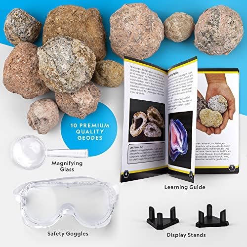 NATIONAL GEOGRAPHIC Break Open 10 Premium Geodes – Includes Goggles and 2 Display Stands - Great STEM Science Kit, Geology Gift for Kids, Break Your Own Geodes with Crystals, Toys for Boys and Girls - Image 6