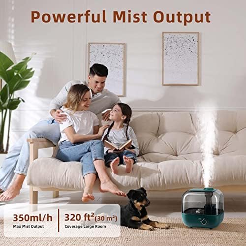 Bear Humidifiers for Bedroom Large Room Home, 5L Cool Mist Top Fill Humidifiers, Quiet Air Humidifier for Baby Nursery & Plants, Lasts Up to 35 Hours, Auto Shut-Off - Image 2