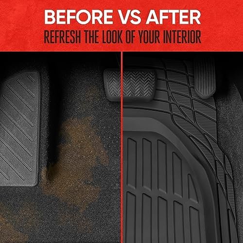 Motor Trend FlexTough Floor Mats for Cars, Deep Dish All-Weather Mats, Waterproof Trim-To Fit Automotive Floor Mats for Cars Trucks SUV, Universal Floor Liner Car Accessories, Black, Full Set - Image 5