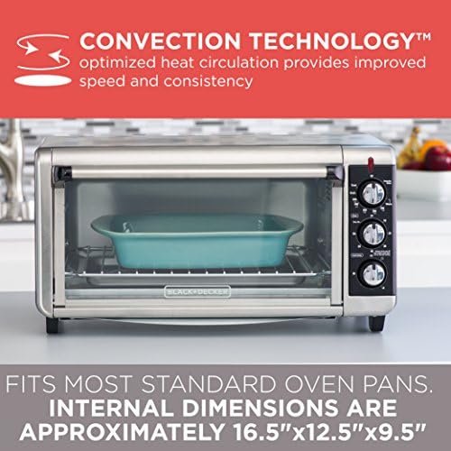 BLACK+DECKER 8-Slice Extra Wide Convection Toaster Oven, Fits 9"x13" Oven Pans and 12" Pizza, Bake, Toast, Broil, and Keep Warm Functions, Countertop Compact Design with Stainless Steel Finish - Image 4