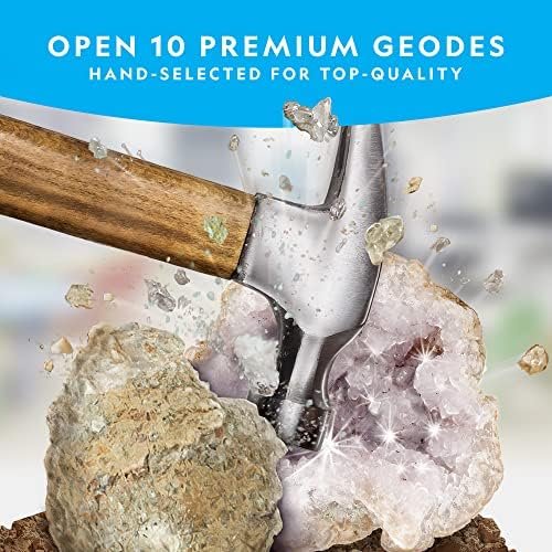 NATIONAL GEOGRAPHIC Break Open 10 Premium Geodes – Includes Goggles and 2 Display Stands - Great STEM Science Kit, Geology Gift for Kids, Break Your Own Geodes with Crystals, Toys for Boys and Girls - Image 3