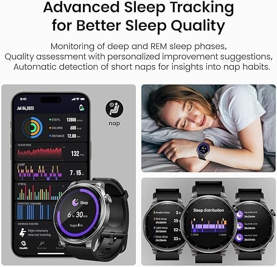 TOZO AMOLED S5 Smart Watch (Answer/Make Calls), 1.43’’ Smart Watches for Men Women 100+ Sport Modes Fitness Watch with Blood Oxygen/Sleep/Heart Rate Monitor, IP68 Waterproof Smartwatch - Image 5
