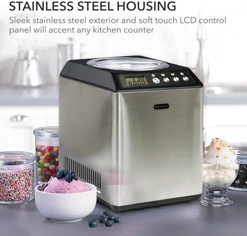 Whynter Ice Cream Maker Machine Automatic 2.1 Qt. upright with Built-in Compressor, LCD Digital Display & Timer, No Pre-Freezing, ICM-201SB, Stainless Steel - Image 4