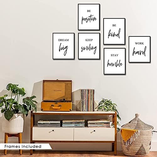 Inspirational Wall Art, Framed Motivational Canvas Wall Art Positive Quote for Living Room Bedroom Office, Stretched Ready to Hang (Set of 6, 8X10in, Framed) - Image 4