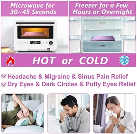 Lavender Eye Pillow for Relaxation, Yoga, Sleeping, Weighted Eye Mask Heated for Headache, Sinus, Dry Eyes Relief, Moist Heat Eye Compress, Meditation Accessories with Aromatherapy, Pack of 2 - Image 4