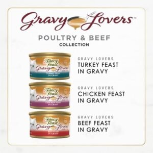 Purina Fancy Feast Gravy Lovers Poultry and Beef Grilled Gourmet Wet Cat Food Variety Pack – (Pack of 24) 3 oz. Cans