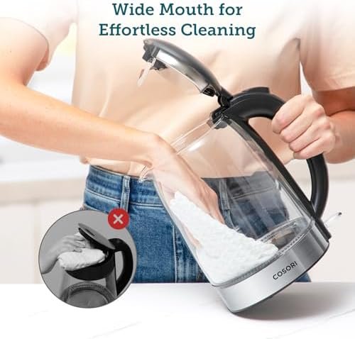 COSORI Electric Kettle, No Plastic Contact with Water, 1.7L/1500W, Stainless Steel Inner Lid & Filter, Tea Kettle For Coffee & Tea, Hot Water Kettle Teapot Boiler & Heater, Automatic Shut Off, Black - Image 6