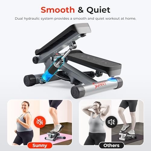 Sunny Health & Fitness Mini Steppers for Exercise at Home, Stair Step Workout Machine with Optional Resistance Bands, Full Body Cardio Equipment, Optional Free SunnyFit App Connection Smart Stepper - Image 4