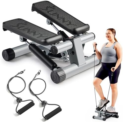 Sunny Health & Fitness Mini Steppers for Exercise at Home, Stair Step Workout Machine with Optional Resistance Bands, Full Body Cardio Equipment, Optional Free SunnyFit App Connection Smart Stepper
