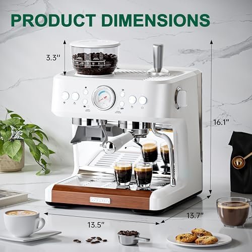 Espresso Machine with Grinder, Professional Coffee and Espresso Maker Combo, Dual Boiler 20 Bar Expresso Coffee Machines with Steam Wand Barista Kit, Cafe Espresso Machine for Cappuccino Latte - Image 8