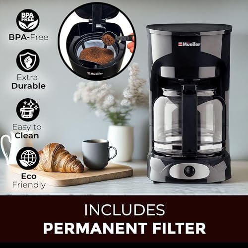Mueller 12-Cup Drip Coffee Maker - Borosilicate Carafe, Auto-Off, Reusable Filter, Anti-Drip, Keep-Warm Function, Clear Water Level Window Coffee Machine, Ideal for Home or Office - Image 5